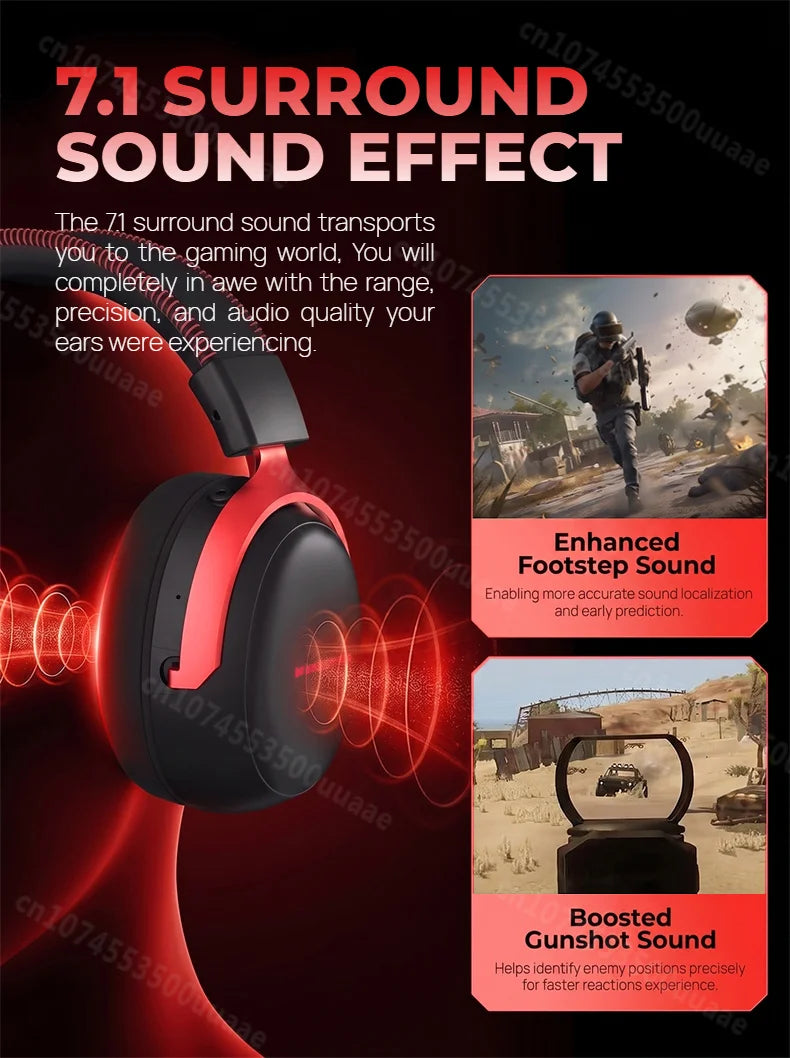 Monster GH04 Wireless Gaming Headphone 2.4G/Bluetooth 6.0 4-Mode 7.1 Surround Sound Esports Gaming Headset with Detachable Mic