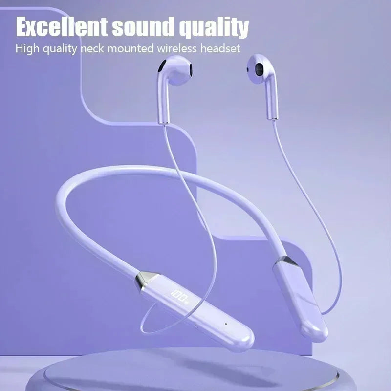 Wireless Neckband Bluetooth Earphones High Sound Quality Stereo Battery Display HD Voice Call Sports Headphones New Product 2025