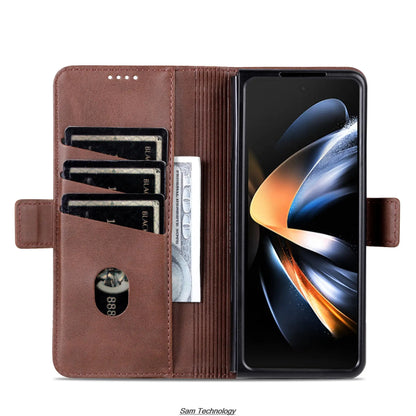 Magnetic Adsorption Leather Fitted Case for Samsung Galaxy Z Fold5 / Z Fold 5 6 7 4 3 5G Flip Cover Protective Case Fundas Coque