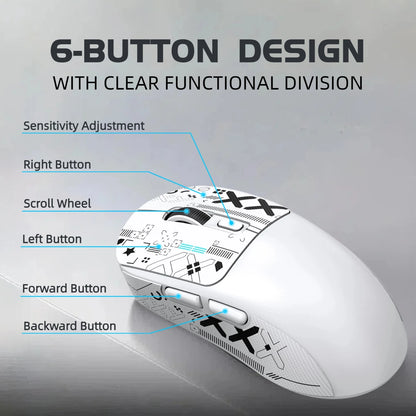 59g Ultra-Light Wireless Gaming Mouse Tri-mode 8000 DPI 1000Hz Rechargeable Ergonomic Mouse for PC Mac Laptop
