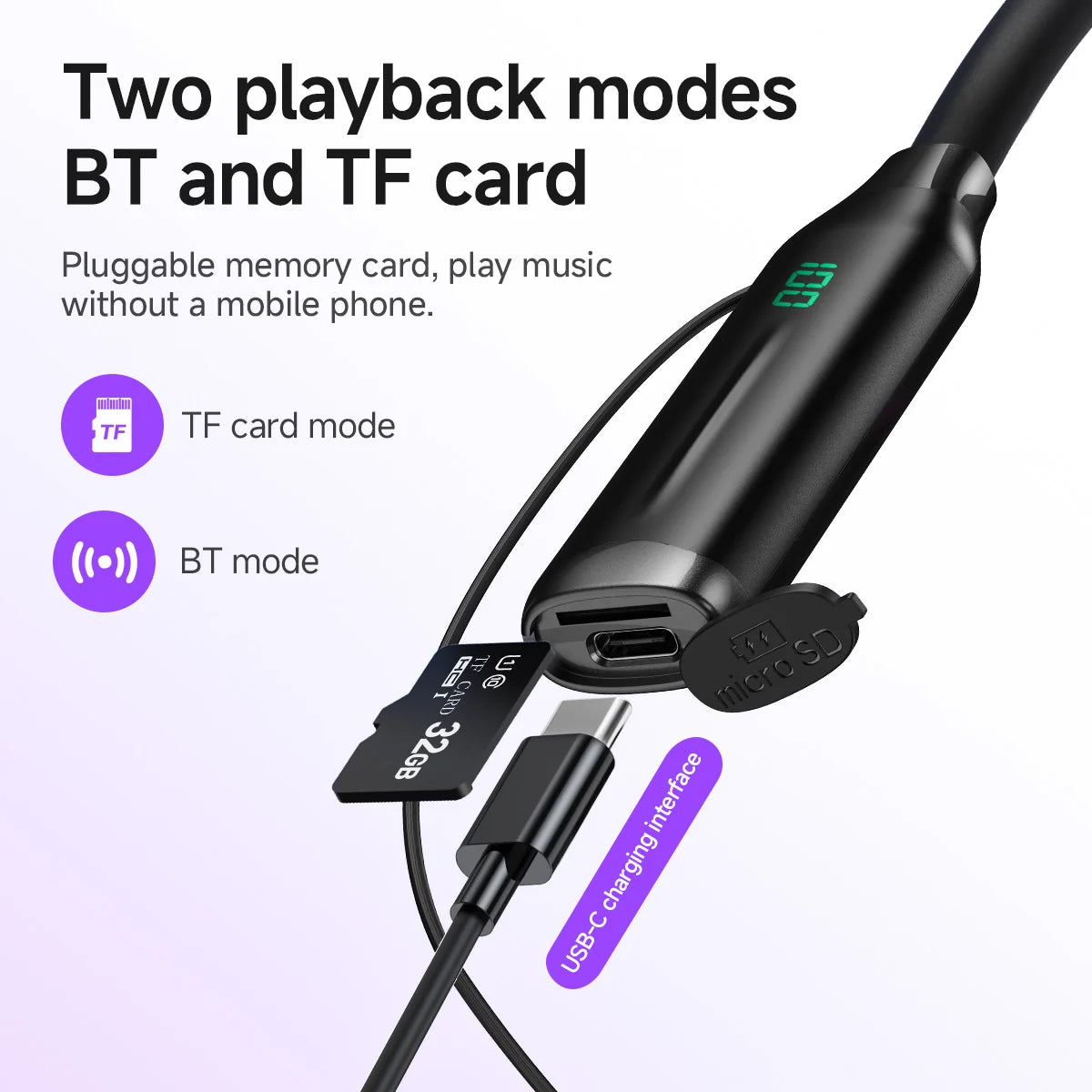 HOCO ES62 Plus Neck Band Bluetooth Earphones Wireless Headsets 150 Hours Use Sports Running Hifi Sounds Support TF Card Playback