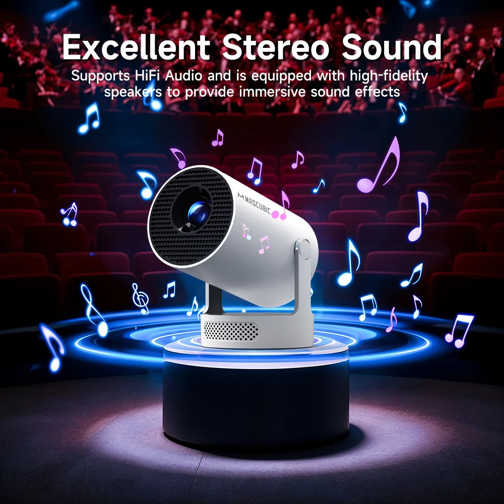 Magcubic HY300 Pro + Projector 8K 720P With 5W Speaker Android 14 8000 Lumens WiFi 6 BT5.4 Outdoor Video Home Theater Projector