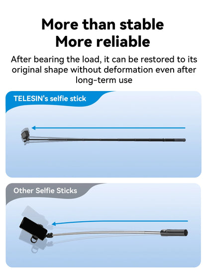 TELESIN 1.2M 3M Carbon Fiber Selfie Stick Monopod Extendable With 1/4 Screw For GoPro Insta360 Osmo Action DJI Action Camera
