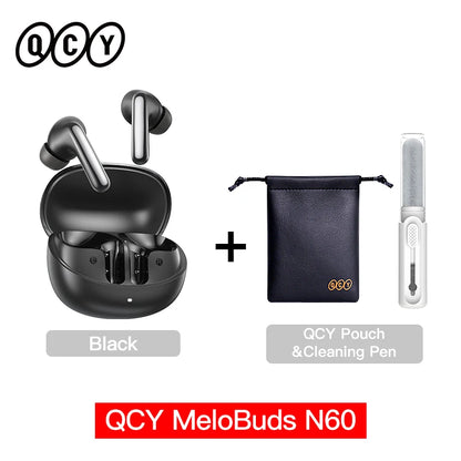 QCY BH25HT19A MeloBuds N60 Hybrid ANC Wireless Bluetooth 6.0 Earbuds LDAC Hi-Res Audio Dual Driver Headphone Bass Boost Earphone