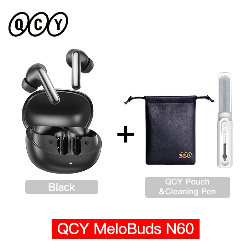 QCY BH25HT19A MeloBuds N60 Hybrid ANC Wireless Bluetooth 6.0 Earbuds LDAC Hi-Res Audio Dual Driver Headphone Bass Boost Earphone