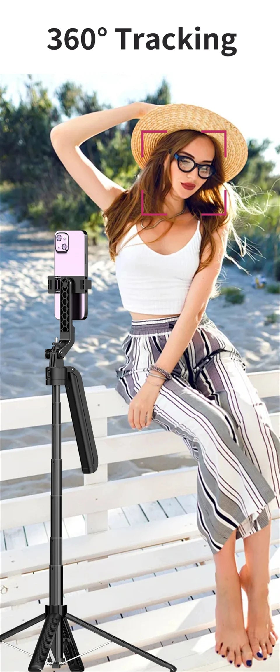 COOL DIER C12 AI Tracking Gimbal Tripod Gimbal Stabilizer Wireless Selfie Stick Foldable Holder With Bluetooth Shutter For Live