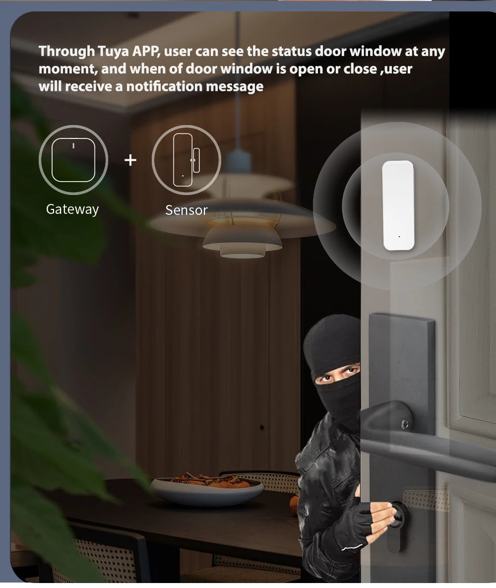 Tuya Zigbee Door Sensor Contact Sensor Open Closed Detector Smart Home Alarm Security Protection Work with Smart Life