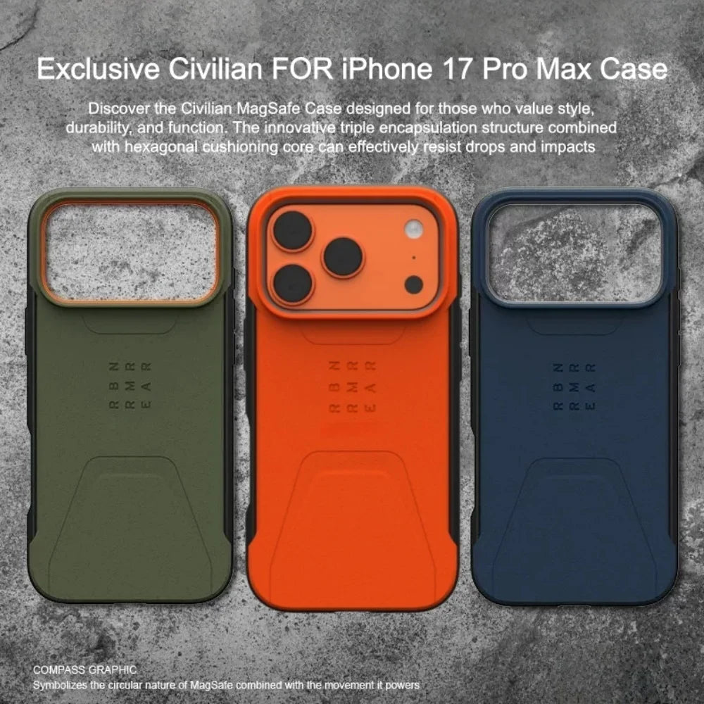 Magnetic Shockproof Armor Phone Protective Case For iPhone 17 Pro Max 17Air 16 15 14 13 12 Ua-g Heavy Impact-Resist Rugged Cover
