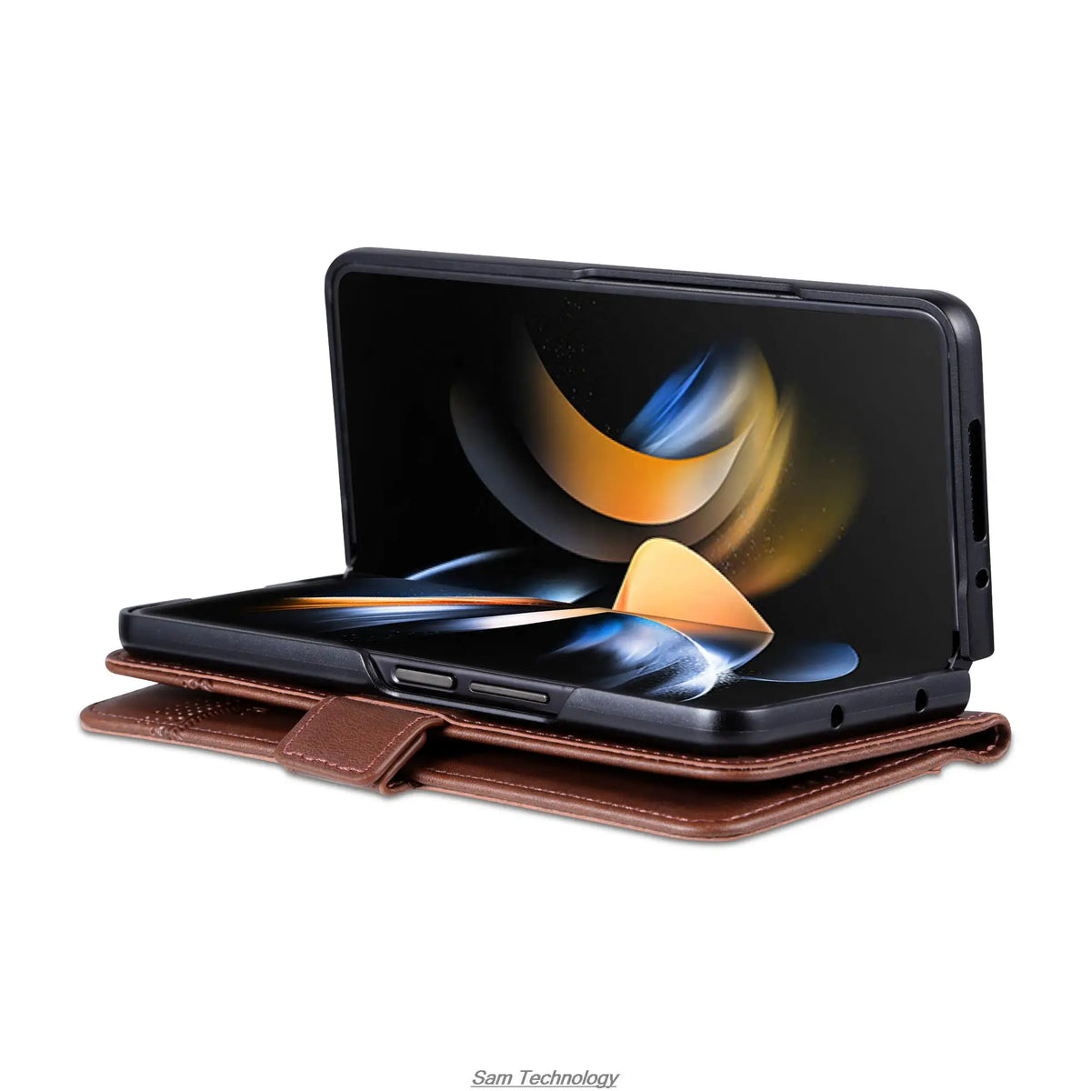 Magnetic Adsorption Leather Fitted Case for Samsung Galaxy Z Fold5 / Z Fold 5 6 7 4 3 5G Flip Cover Protective Case Fundas Coque