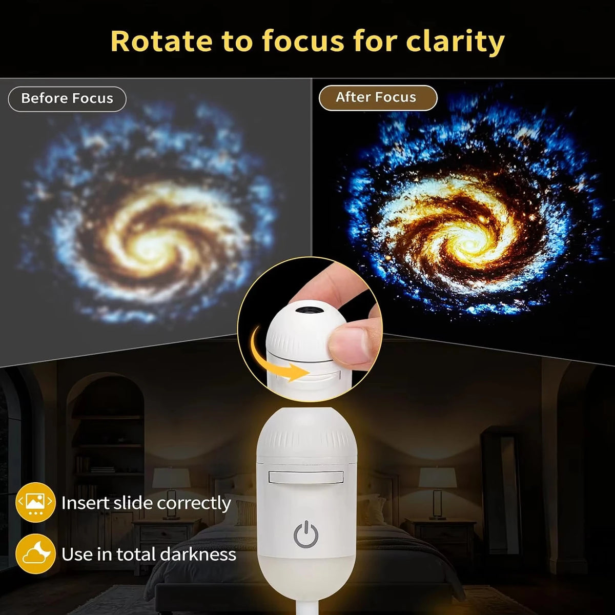 2027 Upgraded Hd Smart Dynamic 5d Holographic Night Light Projector, Plug and Play Hd Star Projector, 360° Adjustable Hd Galaxy