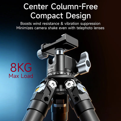 XILETU Lightweight Stable Carbon Fiber Tripod w 360° Rotation Detachable Ball Head Mini Tabletop Stand For Digital Cameras DSLRS