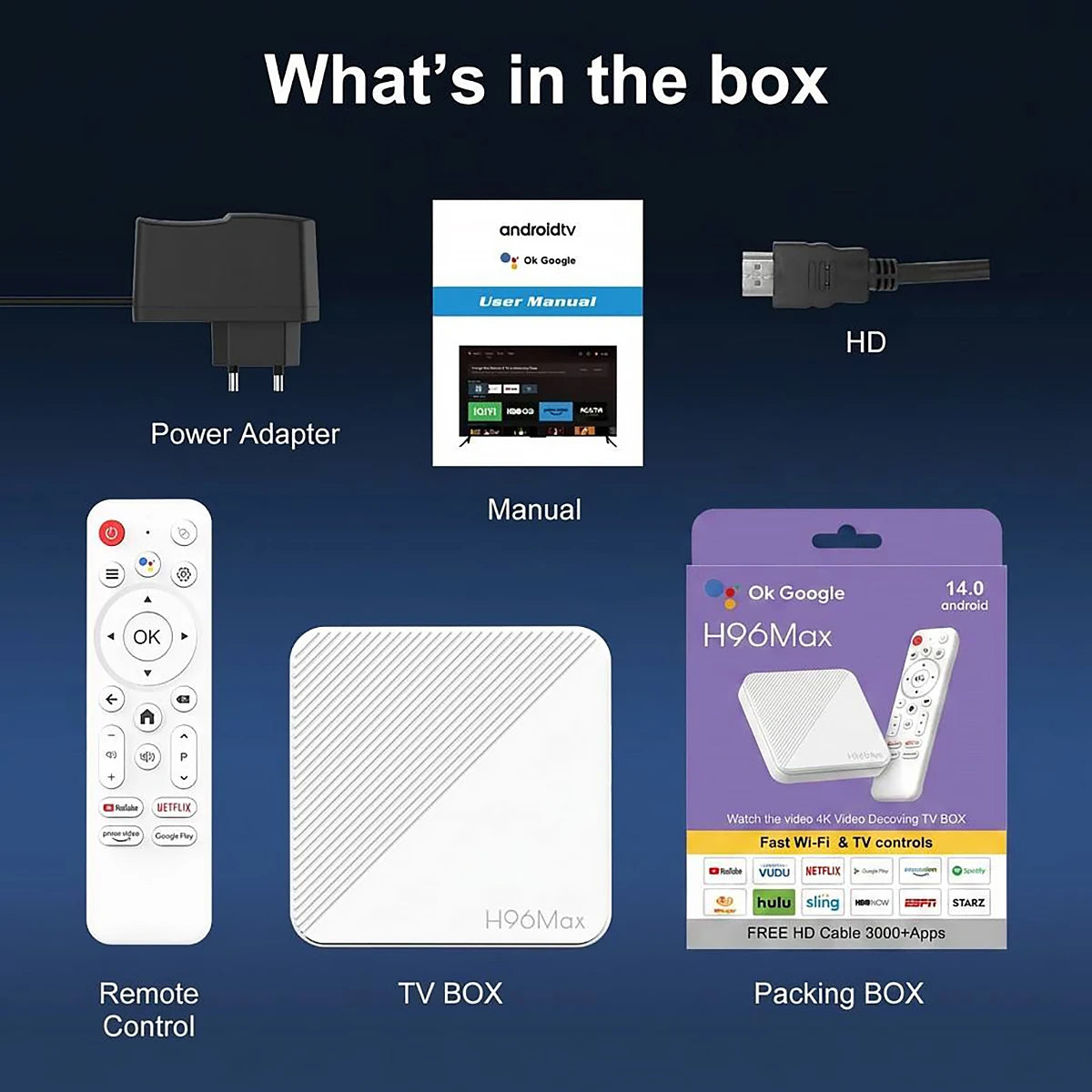 H96 MAX RK3518B Smart TV Box Android 14 4K UHD WiFi6 Bluetooth 5.4 Google Voice Remote Quad Core Media Player Set Top Box