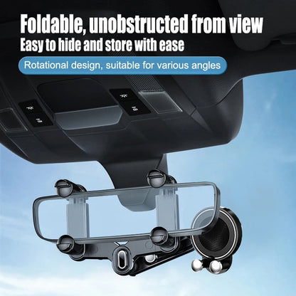 Universal Magnetic Car Mirror Mobile Phone Holder – 360° Rotation, Adjustable – For Car Navigation