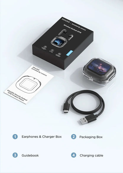 Low Latency Earphones ERAZER XP16 Wireless Earbuds AI Translation High-definition LCD Display For Music Sports Gaming Office