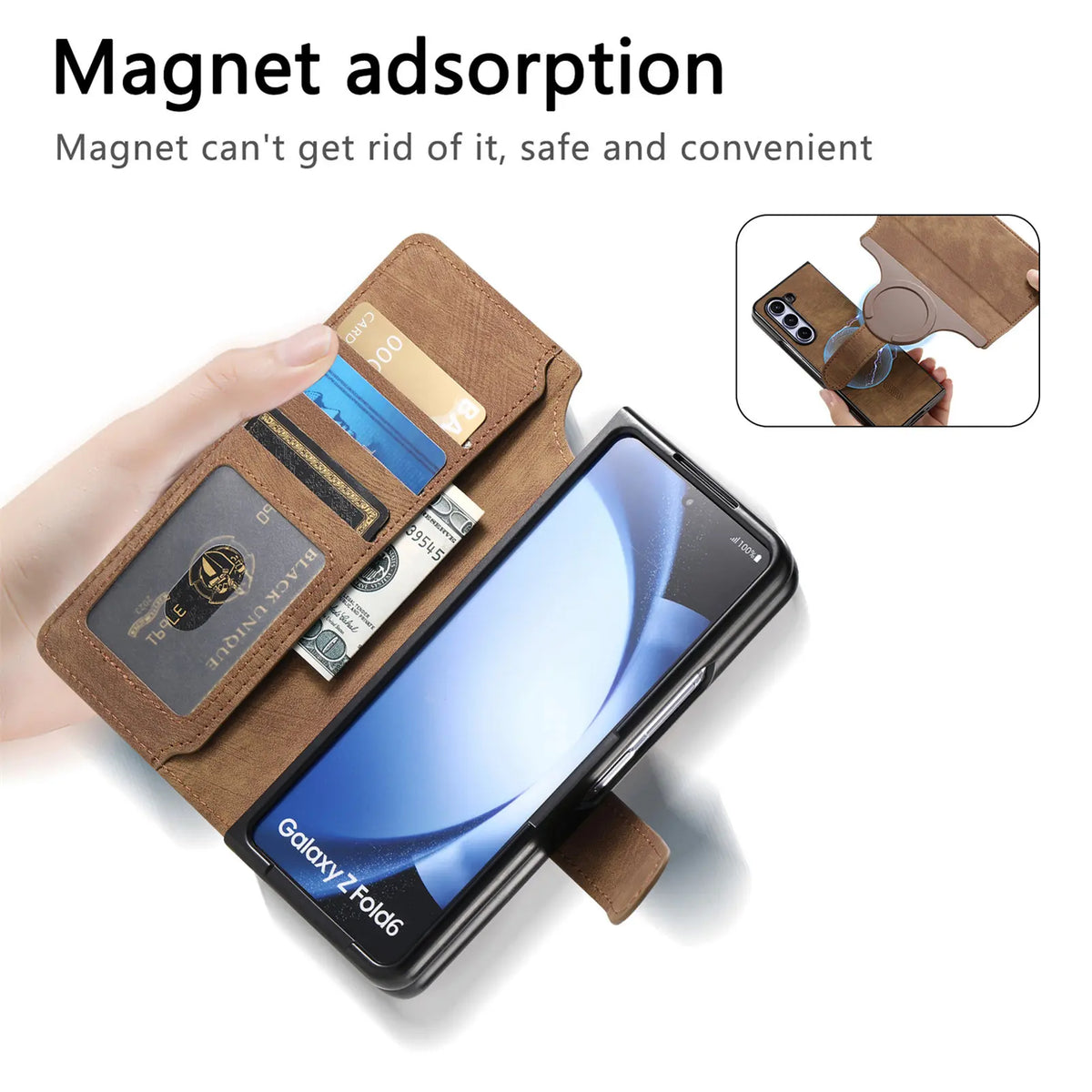 2 in 1 Detachable Cards Solt Wallet Flip Book Case For Samsung Galaxy Z Fold 6 5 5G Fold6 Fold5 Removable Bag Magnetic Cover