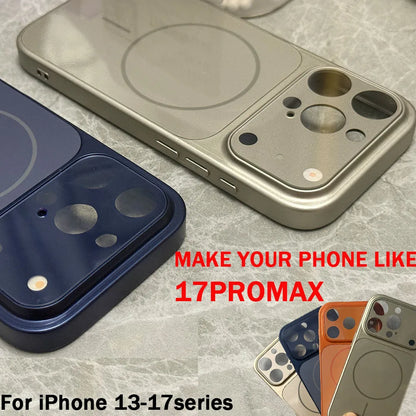 Luxury Case Transform Look To 17 18 Pro Max Cover For Iphone 16 Pro 15 14 13 Change To 17 Pro Magnetic Fundas For Magsafe