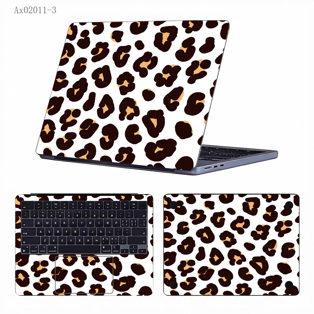 2 pcs Aesthetic Light Leopard Laptop Stickers Set Self-Adhesive Removable Laptop Covers for MacBook Notebook Protective Skins