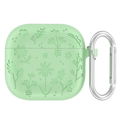 2025 New Flora Engraved Case for AirPods 4 Cover Shock-Proof Protective Silicone flower with Keychain for Apple Airpods 4 Case