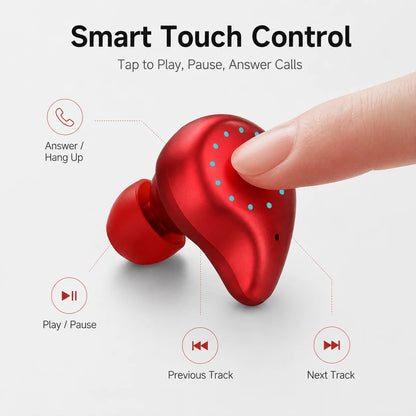 TWS earbuds Mini Invisible Hi-Fi Wireless Earphones, 10mm Driver, DSP Noise Reduction, 56H Long Battery Life, Touch Control