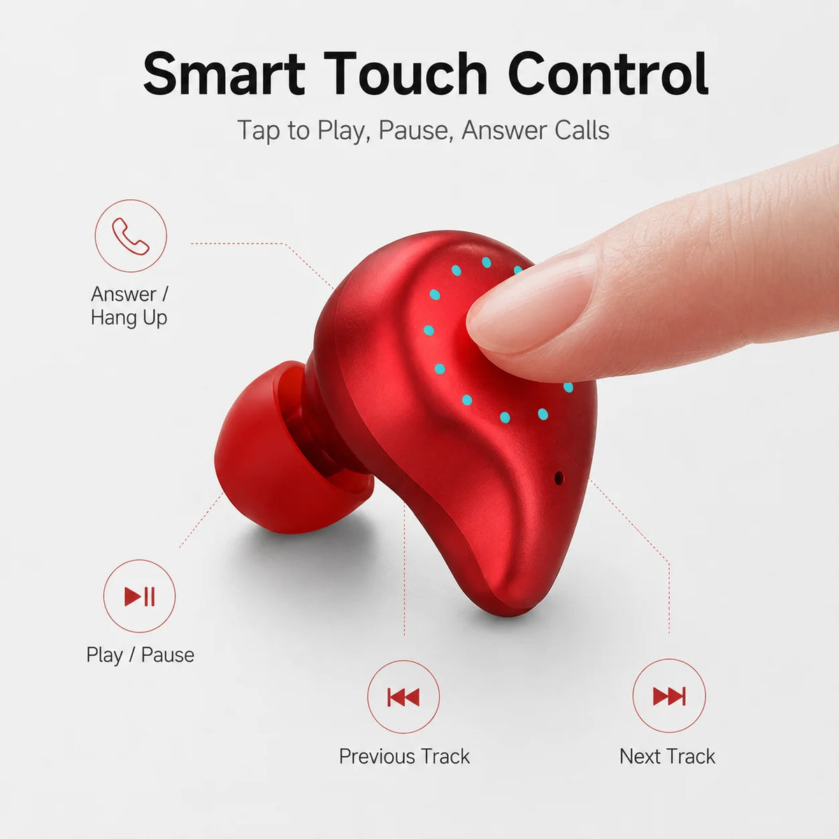 TWS earbuds Mini Invisible Hi-Fi Wireless Earphones, 10mm Driver, DSP Noise Reduction, 56H Long Battery Life, Touch Control