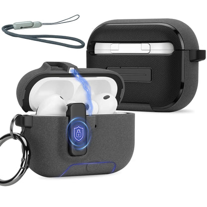 Magnetic Lock Case For Airpods Pro 3 with Kickstand Keychain & Lanyard Shockproof Drop-Proof Cover Men Women For Airpods Pro 3