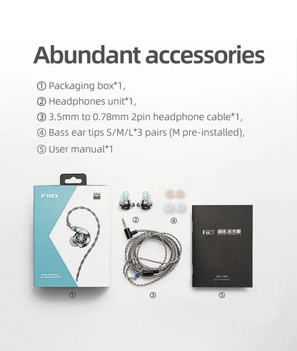 FiiO FD11 Earphones High performance Dynamic Driver IEMs Earbuds with 0.78mm Detachable Cable