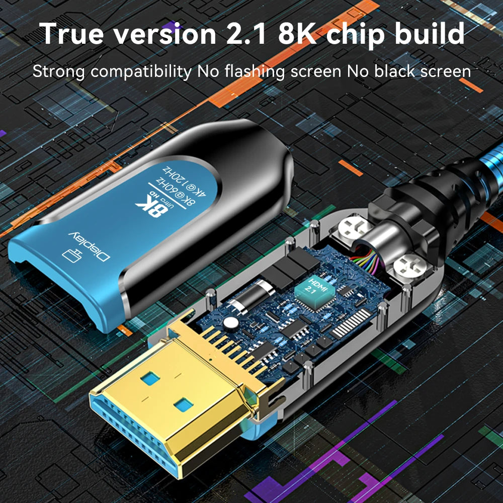 8K Armored HDMI Fiber Optic Cable 48Gbps 8K 60Hz 120Hz Ultra High Speed Armor HDMI 2.1 Cable Dynamic HDR EARC HDCP for HD TV Box