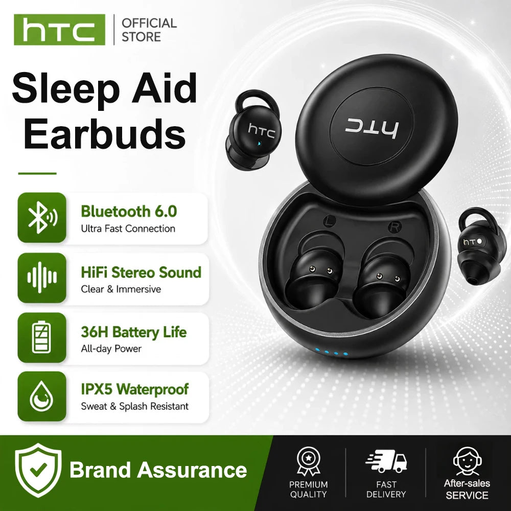 HTC NE91 Ultra Light TWS Bluetooth Sleep Headset ANC Active Noise Cancellation  Sleep Aid Earbuds Relieve Insomnia Anti Noise
