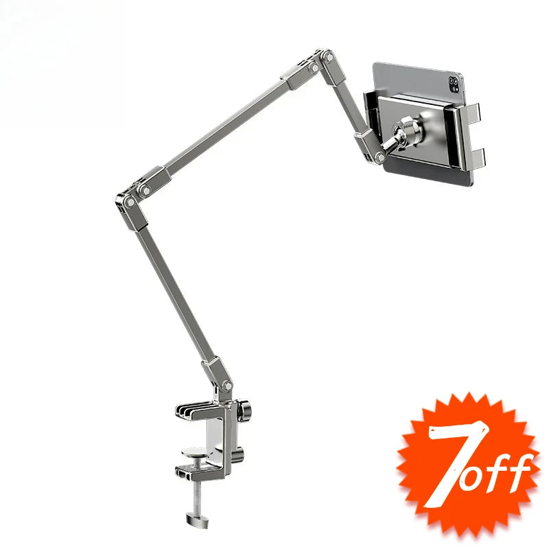 All-metal cantilever lazy overhead phone holder for desktop live streaming, bedside adjustable tablet for iPad bracket