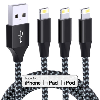 LAIHONEN MFi Certified 1PC/3PCS 10FT USB‑A to Lightning Cable Fast Charging Data Cord for iPhone 14 13 12 X XR