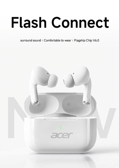 Acer Ohr803 Wireless Earphones, In-Ear Bluetooth 6.0, Stable Transmission, Noise Reduction for Calls, High-Definition Stereo Sound Quality, Suitable for Use during Sports, Running, and Cycling