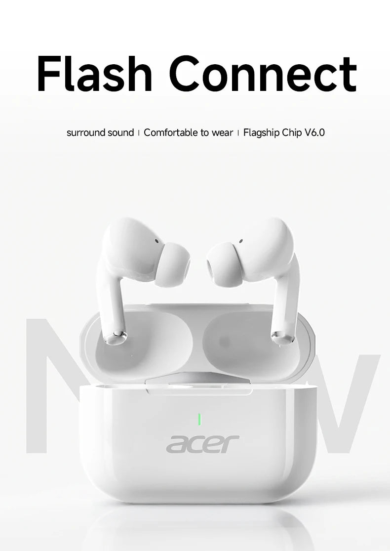 Acer Ohr803 Wireless Earphones, In-Ear Bluetooth 6.0, Stable Transmission, Noise Reduction for Calls, High-Definition Stereo Sound Quality, Suitable for Use during Sports, Running, and Cycling