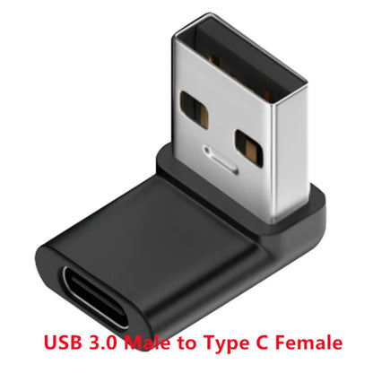 90 Degree Right Up Down Angled Micro USB Male to Type C Female Extension Adapter for Laptop PC Chargers Converter