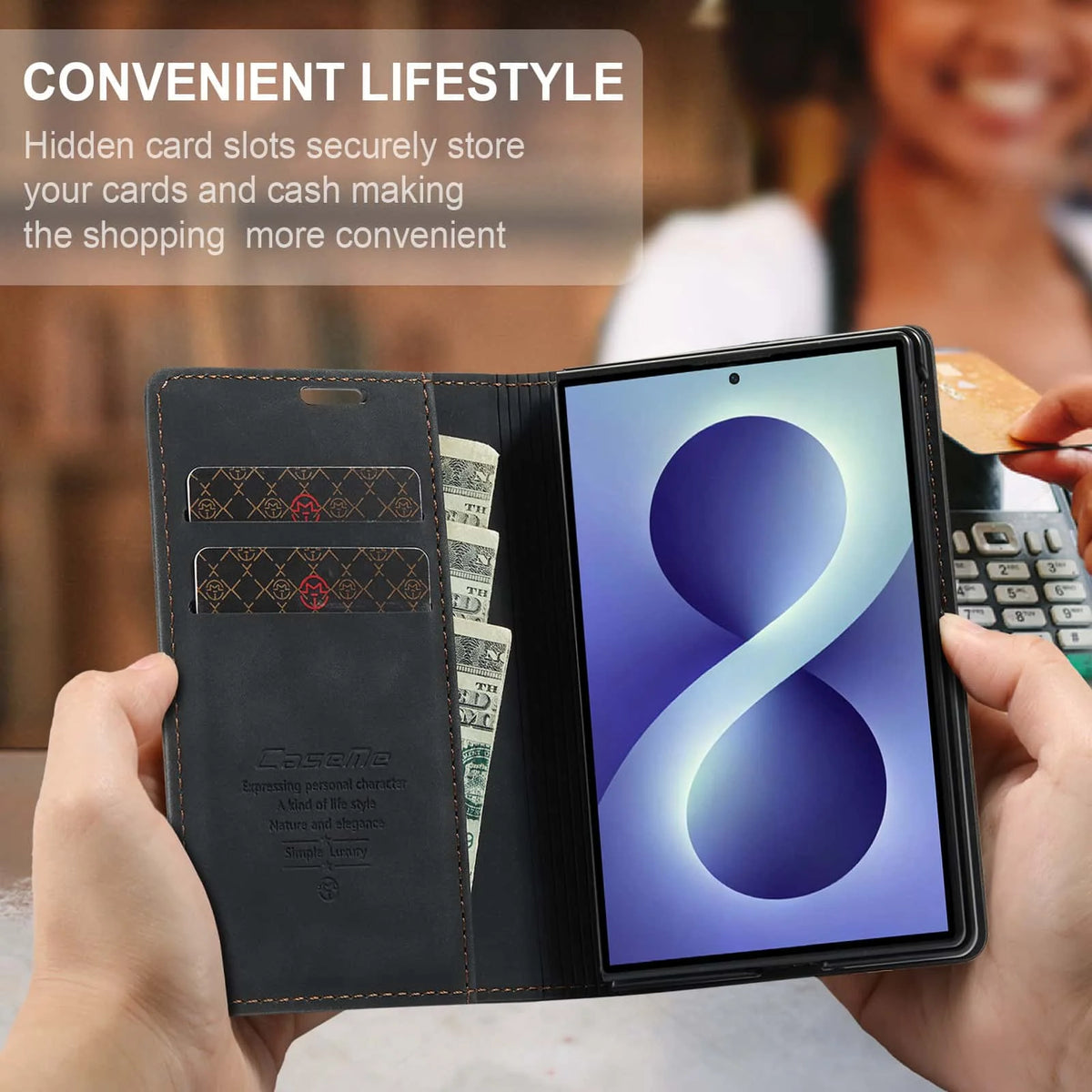 Shockproof Leather Case for Samsung Galaxy Z Fold 8 Flip Wallet Folio Card Holder Magnetic Clasp Protective Cover with Stand
