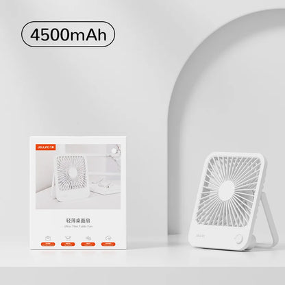 JISULIFE Portable Small Desk Fan Ultra Quiet Table Fan USB Rechargeable  Cooling Fan With 4 Speed Powerful Wind Offices Fan