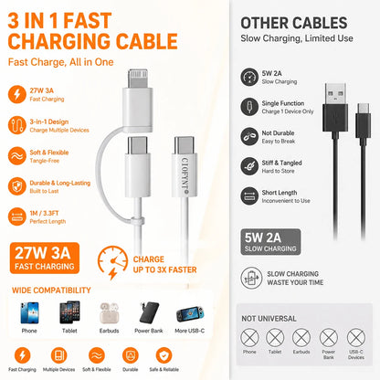 CIOFYNT USB-C to Lightning Cable, 1M 60W PD Fast Charging Nylon Braided Cord for iPhone 14/13/12/11