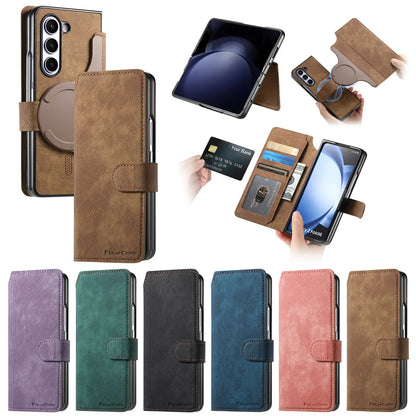 2 in 1 Detachable Cards Solt Wallet Flip Book Case For Samsung Galaxy Z Fold 6 5 5G Fold6 Fold5 Removable Bag Magnetic Cover