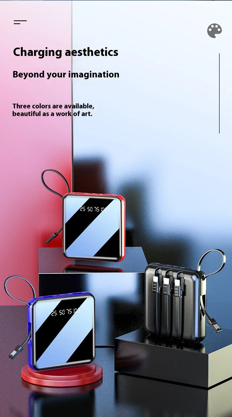 PowerBank 200000mAh Large Capacity with 4 Cables Fast Charging Portable Battery Charger for IPhone16 15 14 Samsung Xiaomi