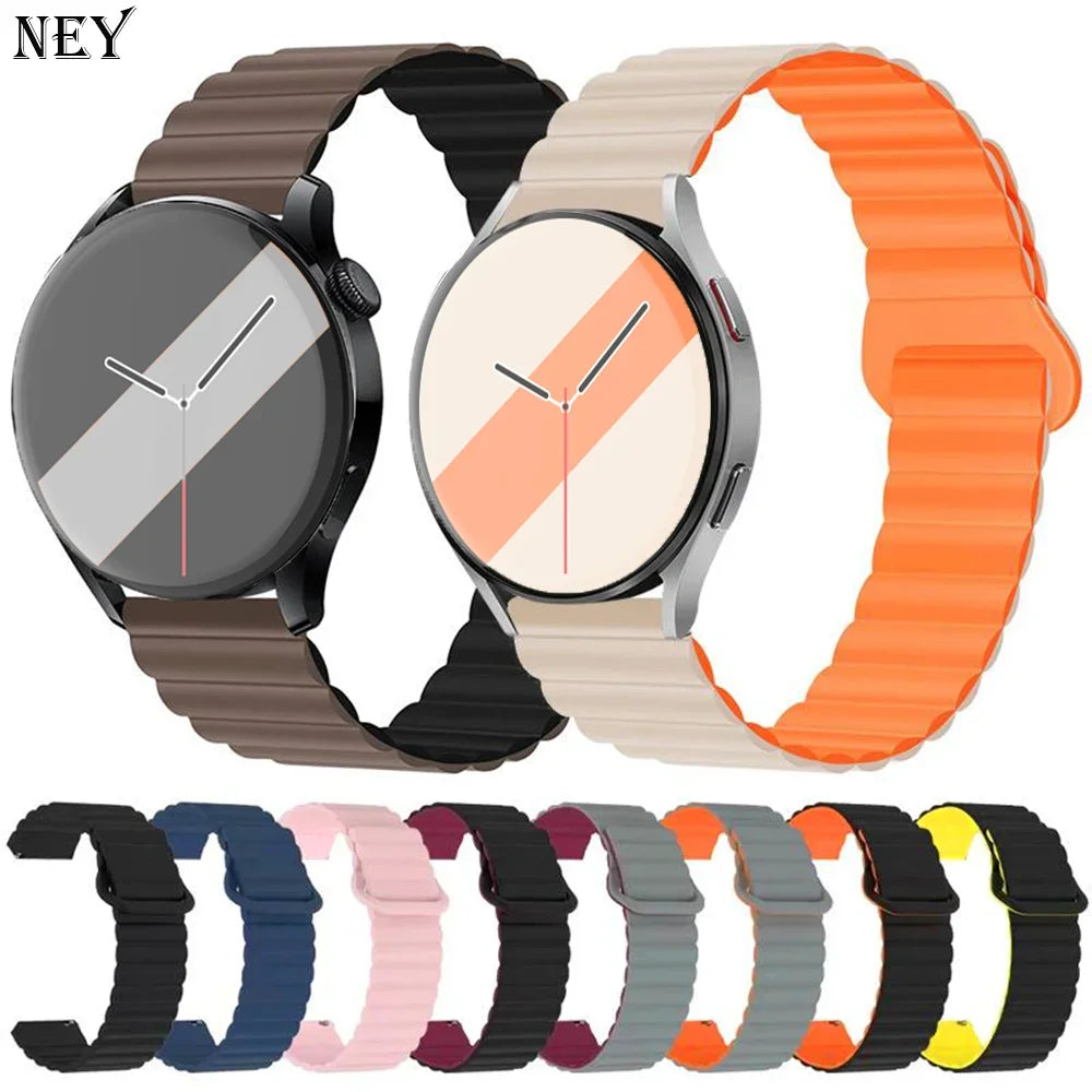 Magnetic Loop For Samsung Galaxy watch 7/6/5 pro/4/Classic/active 2 20mm 22mm band Silicone link bracelet huawei GT 2-3-4 strap