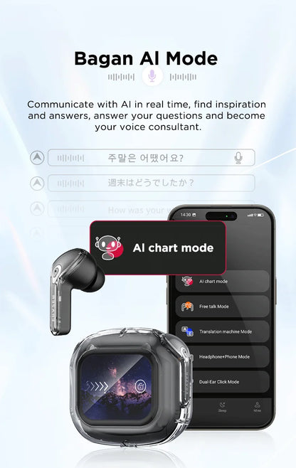 Low Latency Earphones ERAZER XP16 Wireless Earbuds AI Translation High-definition LCD Display For Music Sports Gaming Office