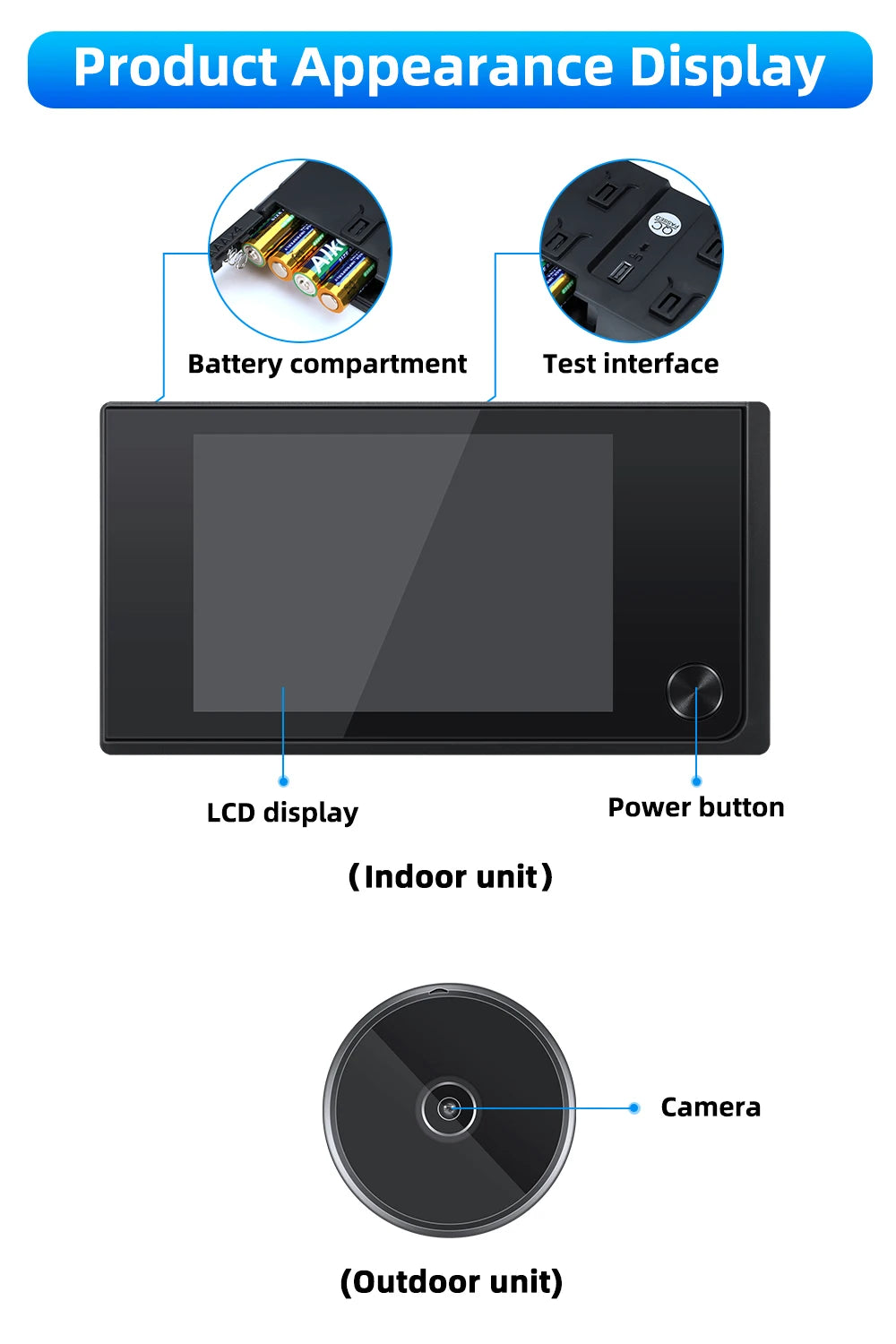 Awapow 3.5 Inch Doorbell Peephole Viewer Digital Door Camera 120° LCD 2 Million HD Pixels Cat Eye Door Bell Outdoor Monitor