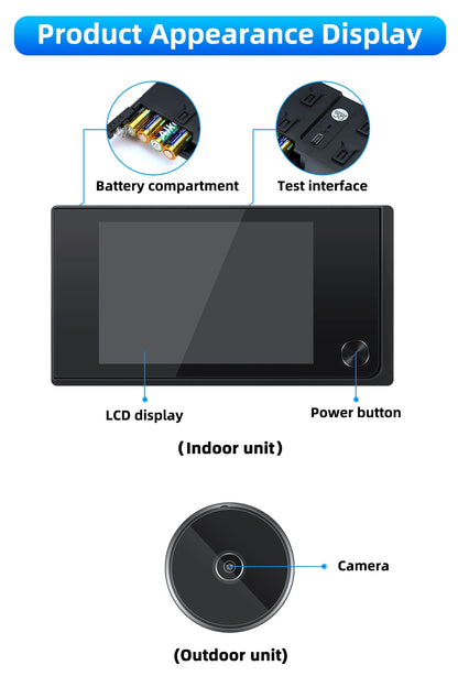 Awapow 3.5 Inch Doorbell Peephole Viewer Digital Door Camera 120° LCD 2 Million HD Pixels Cat Eye Door Bell Outdoor Monitor