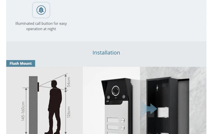 XC112F-3 HD IP65 Doorbell Camera with 3 Call Buttons for 4 Wire 1080P Tuya APP Video Door Phone Intercom Home Security 3 Flats