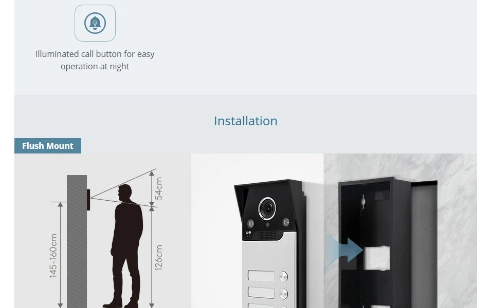 XC112F-3 HD IP65 Doorbell Camera with 3 Call Buttons for 4 Wire 1080P Tuya APP Video Door Phone Intercom Home Security 3 Flats
