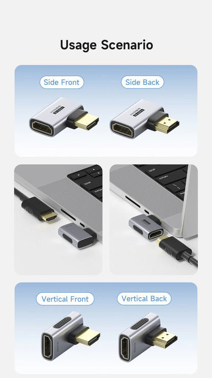 Hagibis HDMI to HDMI Adapter Right Angle 90 Degree Male to Female HDMI 2.1 Coupler  Cable Extender Connector Conventer L-Shaped