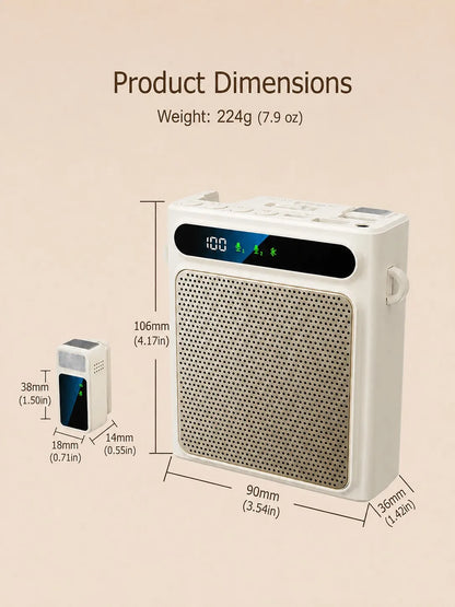 Portable Voice Amplifier for Teachers, Wireless Dual Clip Mic Bluetooth Speaker 2500mAh for Classroom Meetings Tours