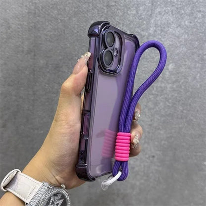 For Vivo S50 S30 Pro mini Y500 Pro Y50 Y31 2025 Y300 GT Y21D VivoY500 Plating Frame Casing With Strap Rope Shockproof Back Cover