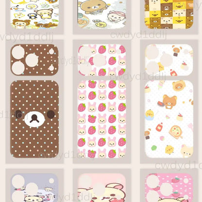 Cute R-Rilakkuma Bear For iPhone 17 Pro 17 Pro Max Full Body Back Cover Decal Skin 3D Colorful Rear Protective Sticker Film