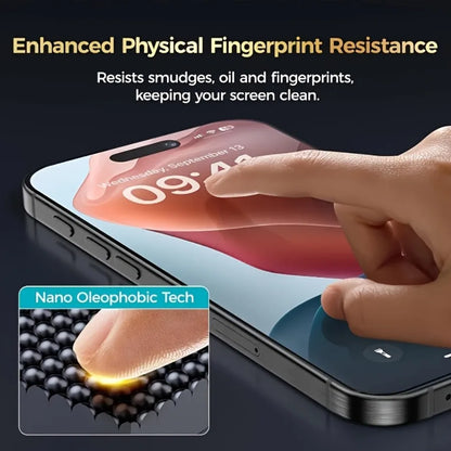 Dust Free Screen Protector For iPhone 17 Pro Max Air 18 16e 16 Plus 15 14 11 12 13 Mini XR Tempered Glass Auto-Dust Removal Kit