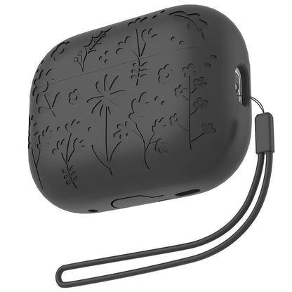 2025 New Flora Engraved Case for AirPods 4 Cover Shock-Proof Protective Silicone flower with Keychain for Apple Airpods 4 Case